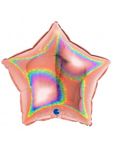 Balão Estrela Rosa Holográfico